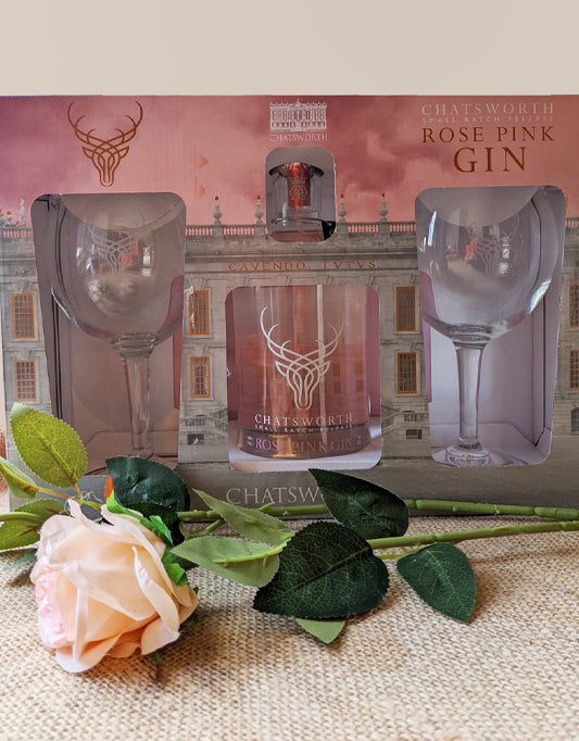 Chatsworth Rose Pink Gin Gift Set With Glasses