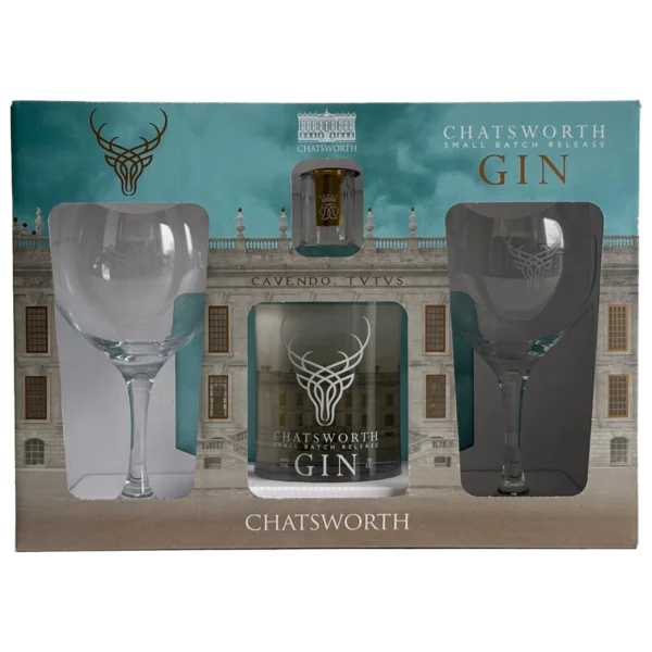 Chatsworth estate gin gift set with two glasses