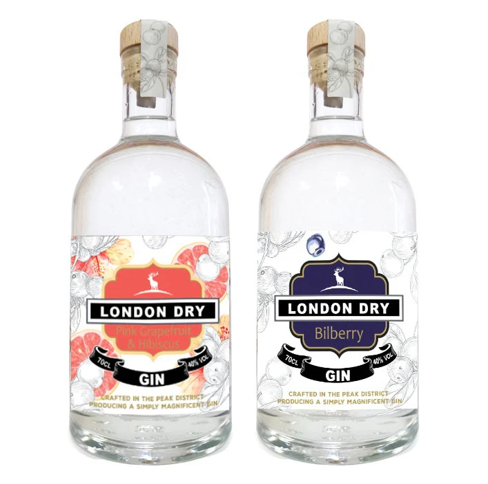 Pink Grapefruit & Hibiscus and Bilberry London dry gins